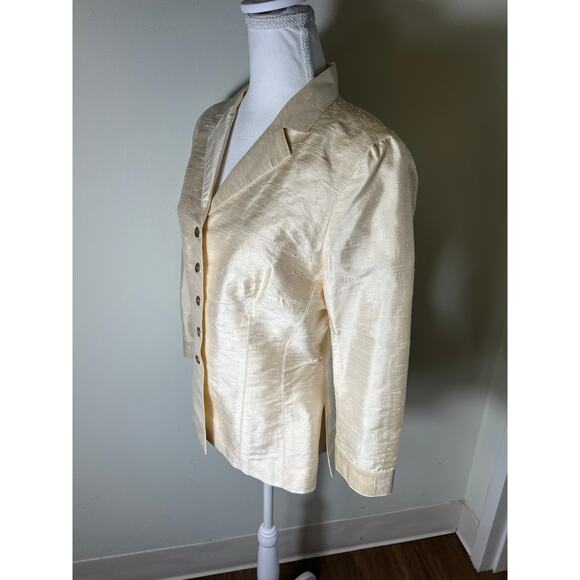 Maggy London Cream Silk Jacket and Lace Skirt Suit Sz 10 - Picture 2 of 8